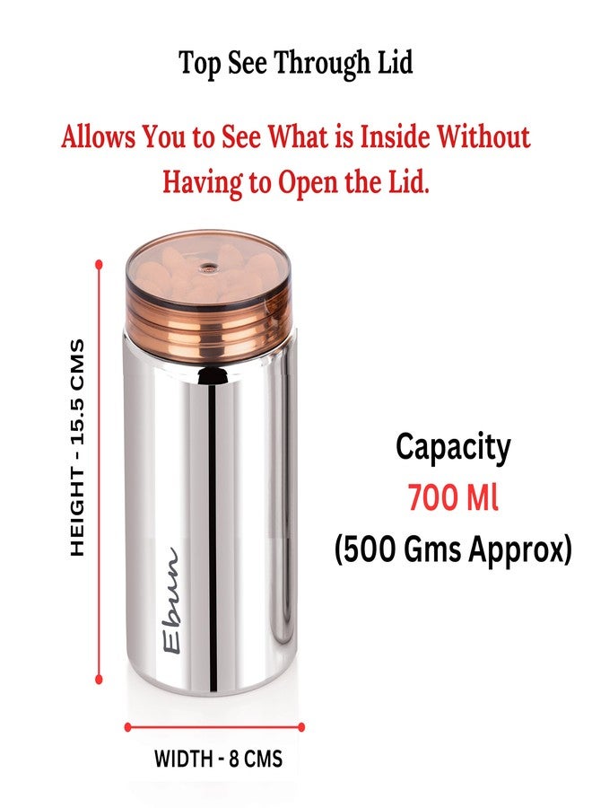 Ebun Stainless Steel Containers for Kitchen | Steel Storage Containers for Kitchen | Steel Container with Lid | Kitchen Containers Set Steel | Small Steel Containers | 700 Ml Capacity | Pack of 3 - Image 2